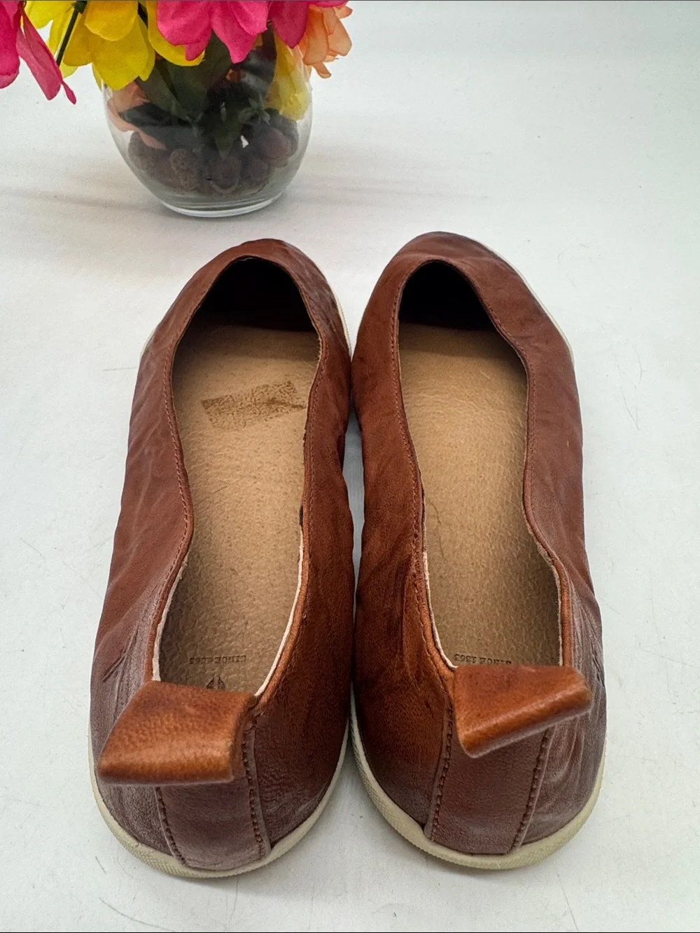 Brown Leather Slip-On Ballet Flats - Women's Casual Comfort Size 8